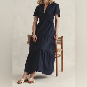 QUINCE • NWT • 100% Organic Poplin Tiered Maxi Dress Color• Black • Size L